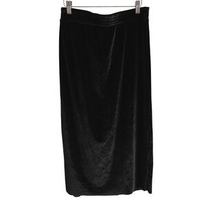 Silence + Noise Black Velvet Midi Skirt